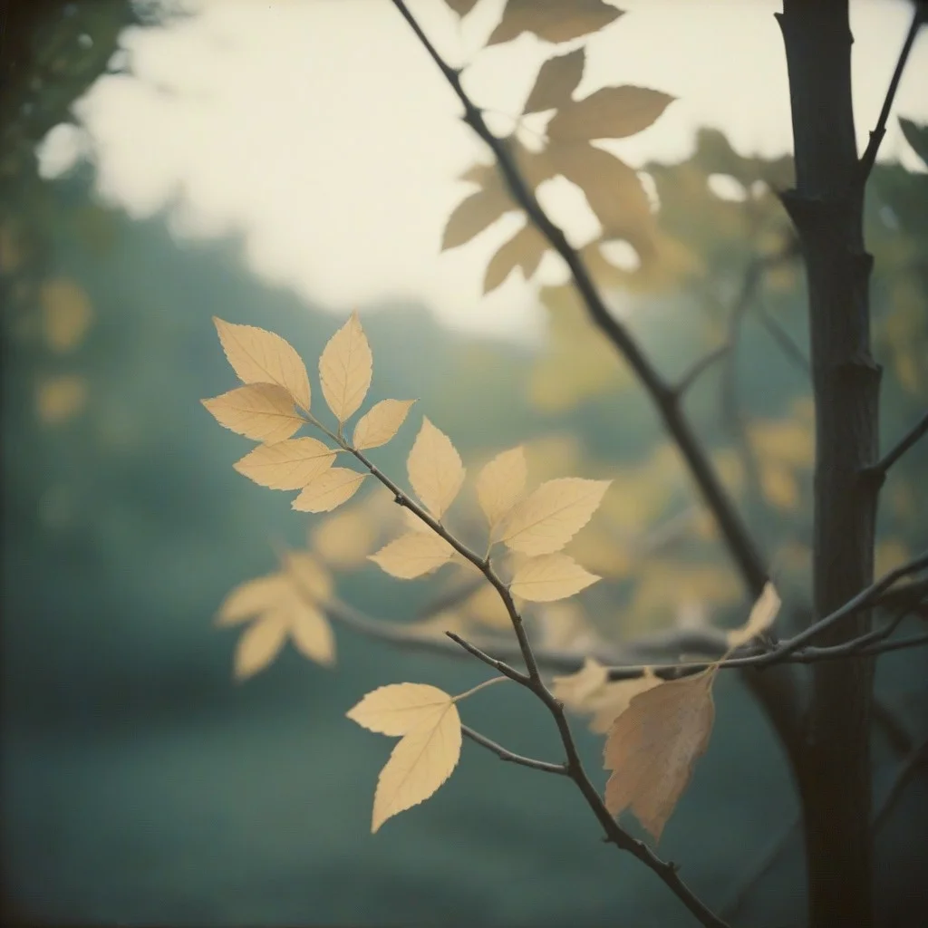 Une main vieille, aux veines saillantes, tenant délicatement une branche de romarin séché, posée sur un morceau d’écorce de chêne. La lumière du soleil filtre à travers les feuilles, projetant des ombres fines comme des lignes d’écriture ancienne.