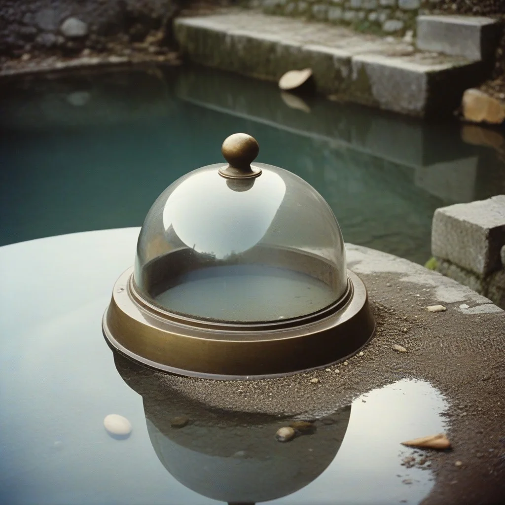 Vieille cloche en bronze, posée à l’abandon dans un coin de cour. Pas d’anneau ni de battant. Seule la forme ronde reste, couverte de mousse et de poussière de pierre. Un reflet de lune sur le métal terni.