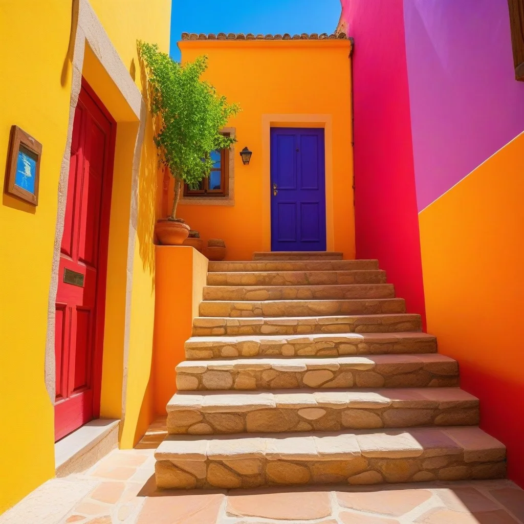 Un escalier de pierre usé par les pas, menant à une porte entrouverte dans le mur du musée. L’ombre y est profonde. Une seule marche est éclairée, comme si quelqu’un venait juste d’y poser le pied, et que l’heure n’avait pas encore eu le temps de tout effacer.