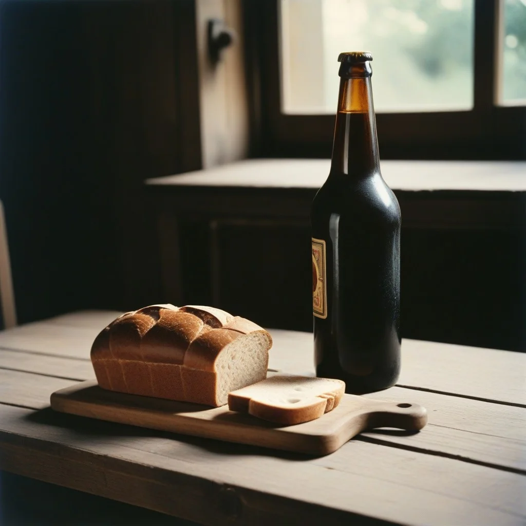 Vieille étiquette de bière artisanale en papier kraft, déchirée aux bords, avec une typographie manuscrite en encre noire : 